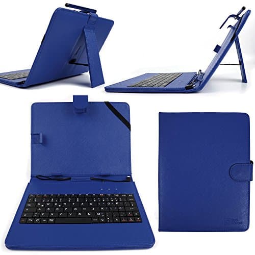 DURAGADGET Blue Faux Leather Case w/Micro USB German Keyboard - Compatible with 2015 Toshiba Encore 2 WT8-B Tablet