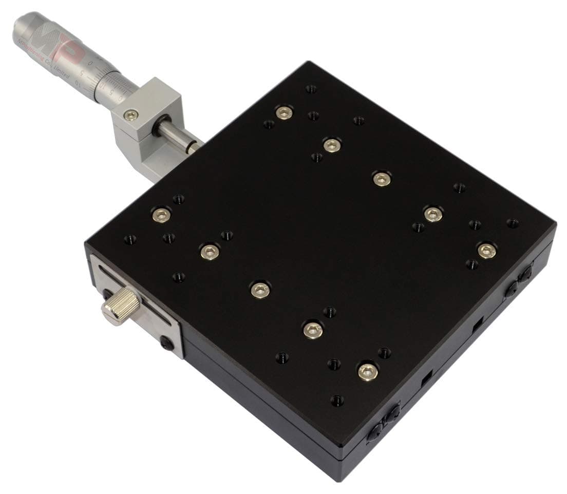 Linear Translation Stage, MPositioning T125X-25C Precision Manual X Axis Stage 25 mm Travel Micrometer in Center 125 x 125 mm Platform 15 of Loading