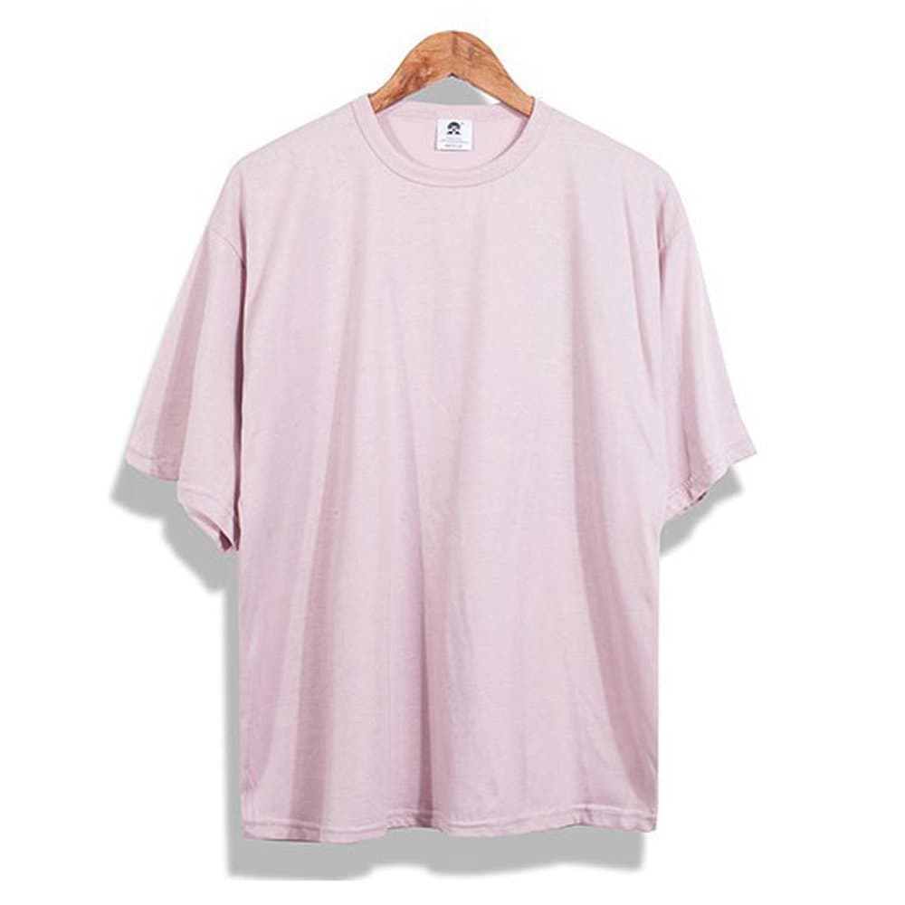 Men's Basic Oversize Off-Shoulder Short Sleeve T-Shirt (XX-Large, Pink)