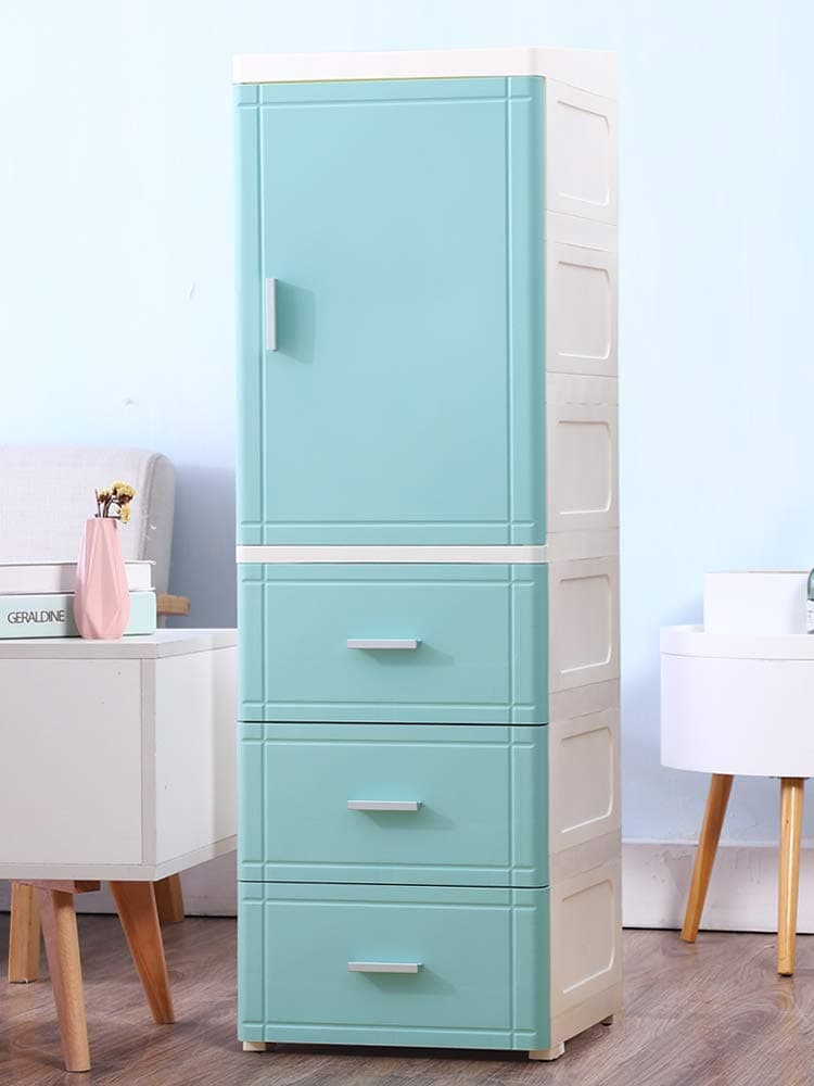 Easy Assembled Gap Slim Rolling Storage Cart and Organizer, 9.9 inches 4-Tier Narrow Kitchen Cabinet Slide-Out Shelves Beside Fridge with Drawers