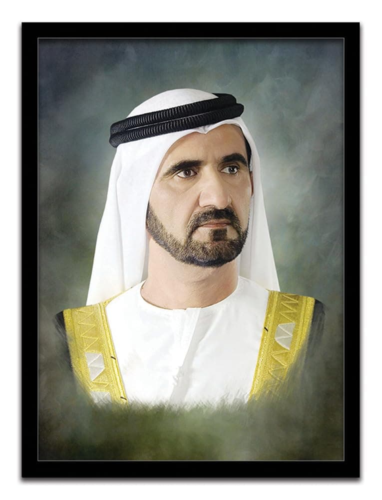 Wall Posters with Black Frames of Sheikh Mohammed bin Rashid Al Maktoum for Living Room and Office Wall Arts Home Décor Photo Frames by Spo!l Your Wall (40x55 cm)