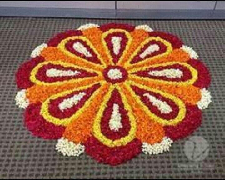 Super Soft Microfiber Traditional Modern Rangoli Door Mat for Home, Temple, Living Room, Kitchen, Door Entrance (24 x 24 Inch, Floral), Design Mat001