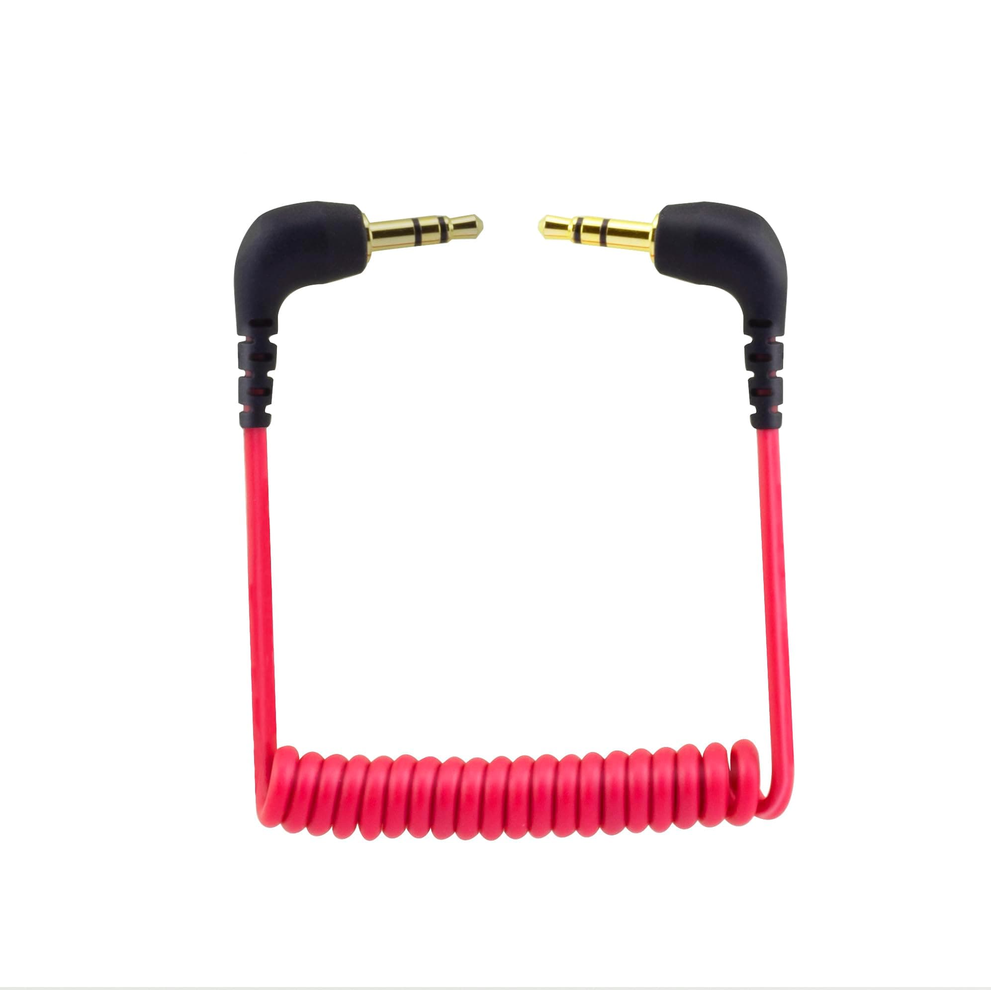 for DJI Mic Camera Audio Cable 3.5mm TRS, for DJI Mic 2 / Rode Wireless GO II/ME/PRO Microphone Dual 3.5mm TRS Male Coiled Right Angle Audio Cord Adapter