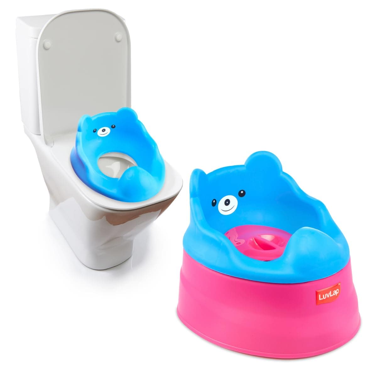 LuvLap Adaptable 2 in 1 Potty Training Seat for 1 + Year child, potty trainer with Detachable Potty Bowl, Suitable for potty training of Boys & Girls (Rose & Blue), Plastic