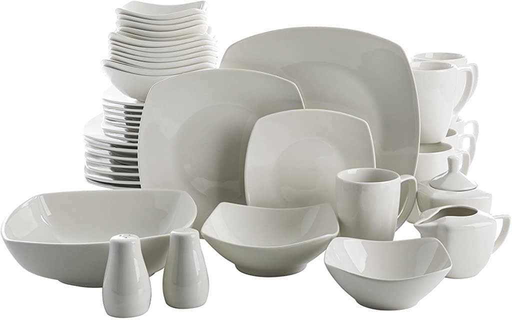 Gibson Soho Lounge Home Zen Buffet Dinnerware Set, Service for 6 (39pcs), White (Square)