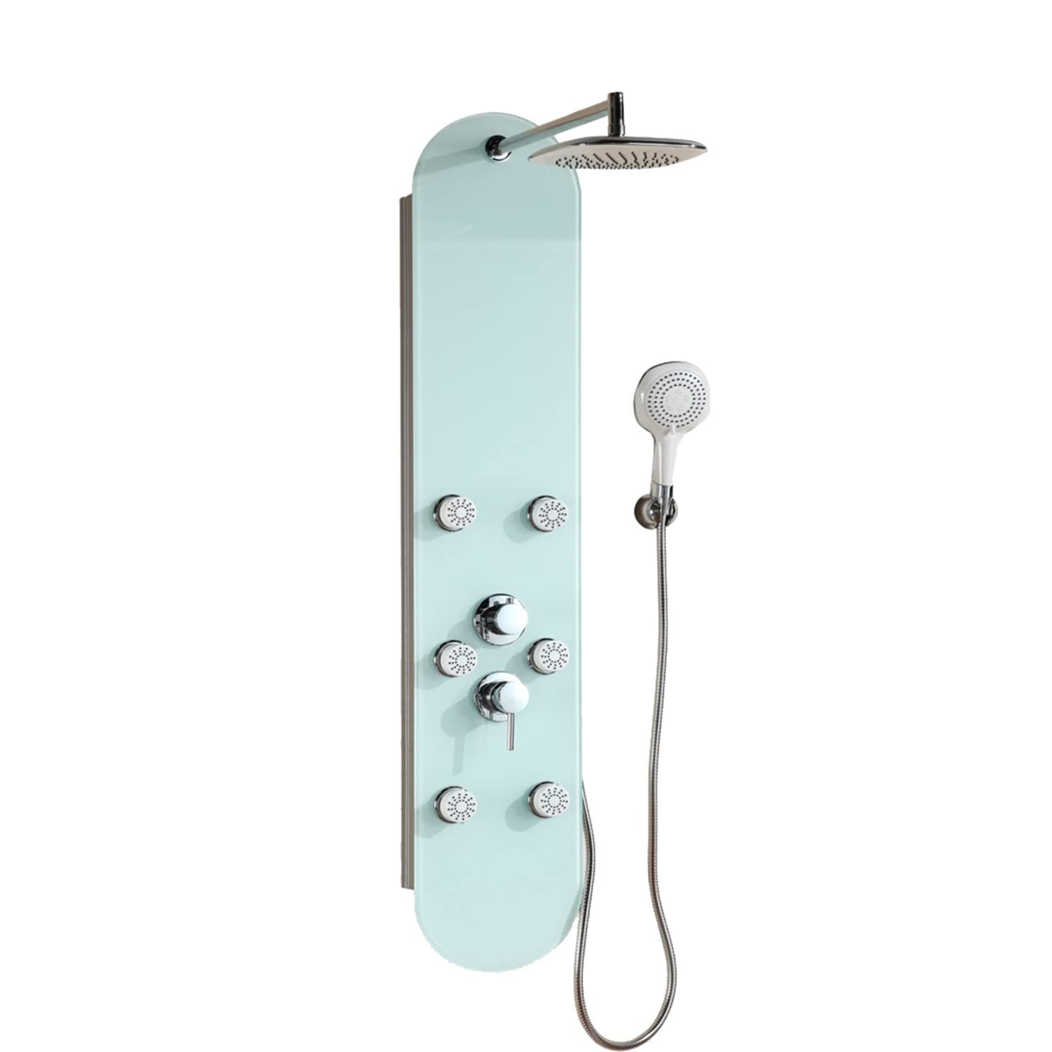 DP Bath Glass White Shower Panel with Jets G-642, Silver