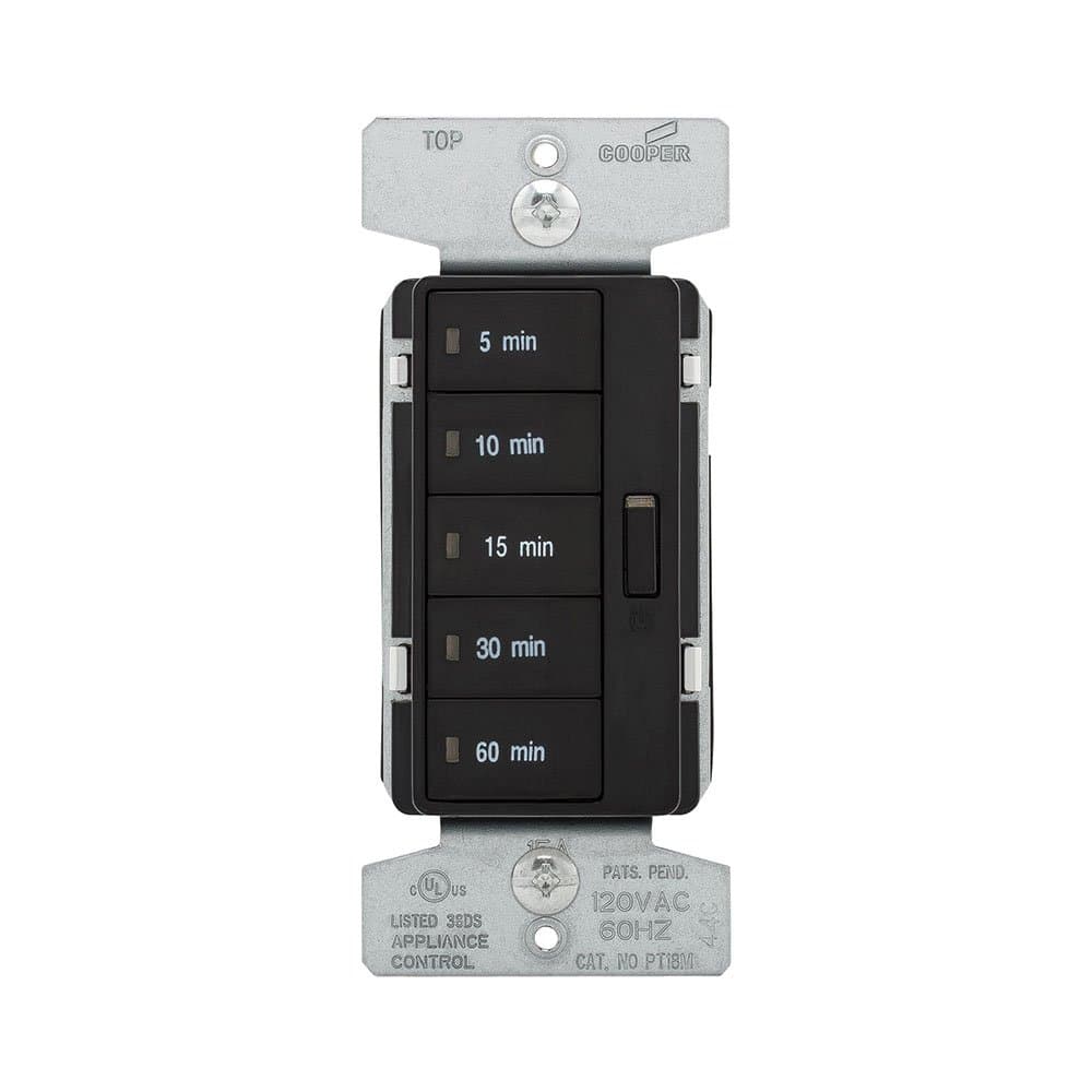 Eaton PT18M-BK 1800W 15 Amp 5-Button Minute Timer with Off Single-Pole, Black