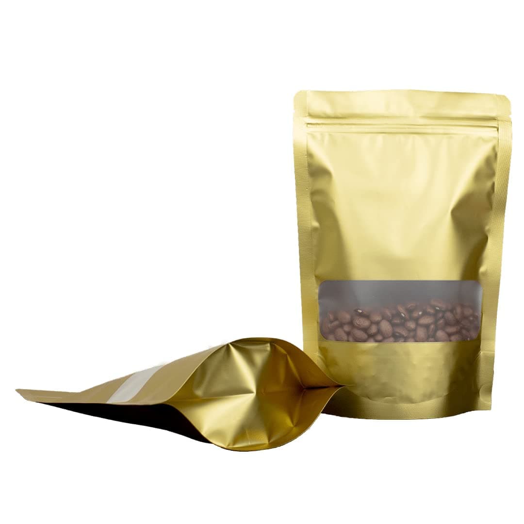 DEERA Stand Up Ziplock Reusable Airtight Polyester Storage Pouch (Gold)(150mmX220mm)(Pack of 25)