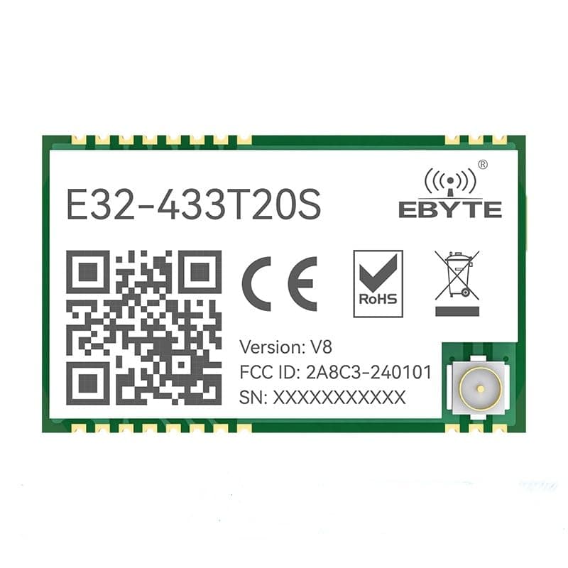 Lora Spead Spectrum Module 433MHz Long Distance 5KM 20dBm Low Power Air Wake Up E32-433T20S-V8.0 IPEX/Stamp Hole for Agricultural Applicartions, Remote Control Industrial Application