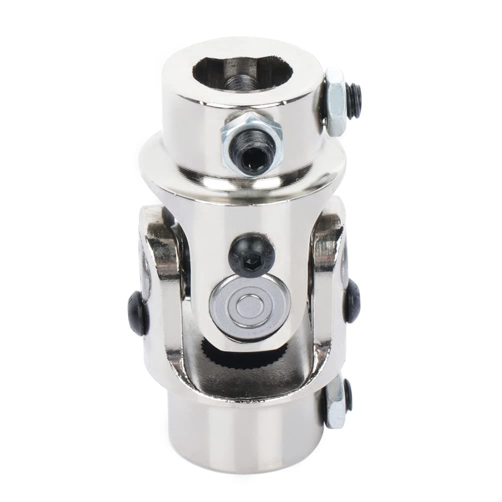 SCITOO 11/16-36 Spline X 3/4 DD Steering Shaft Universal U-Joint Chrome Single, 83mm Working Angle 35 Degree