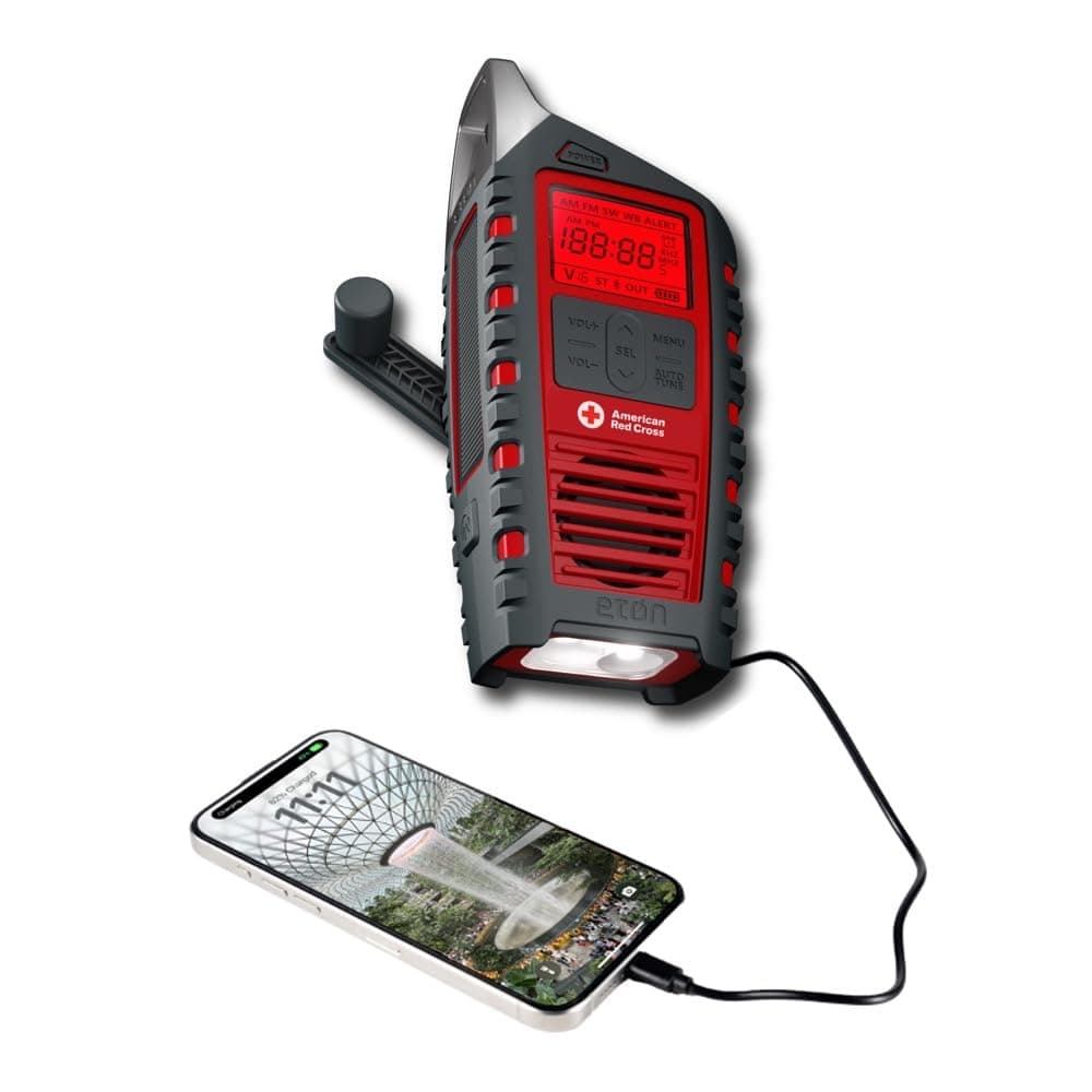 Odyssey Multi-Powered All-Band Bluetooth Emergency Radio with RDS, Red