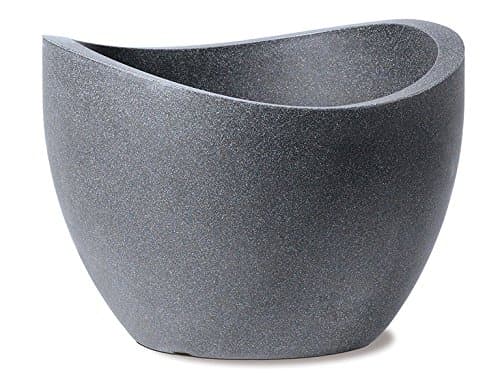 Scheurich Wave Globe, Planter made of Plastic, Black-Granite, 30 cm diameter, 22 cm height, 8 l Vol.