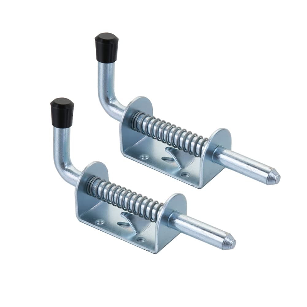 Quality Life Spring Loaded Gate Latch Pin Barrel Bolt 5in Durable Zinc Plated Solid Steel Heavy Duty - 2pcs