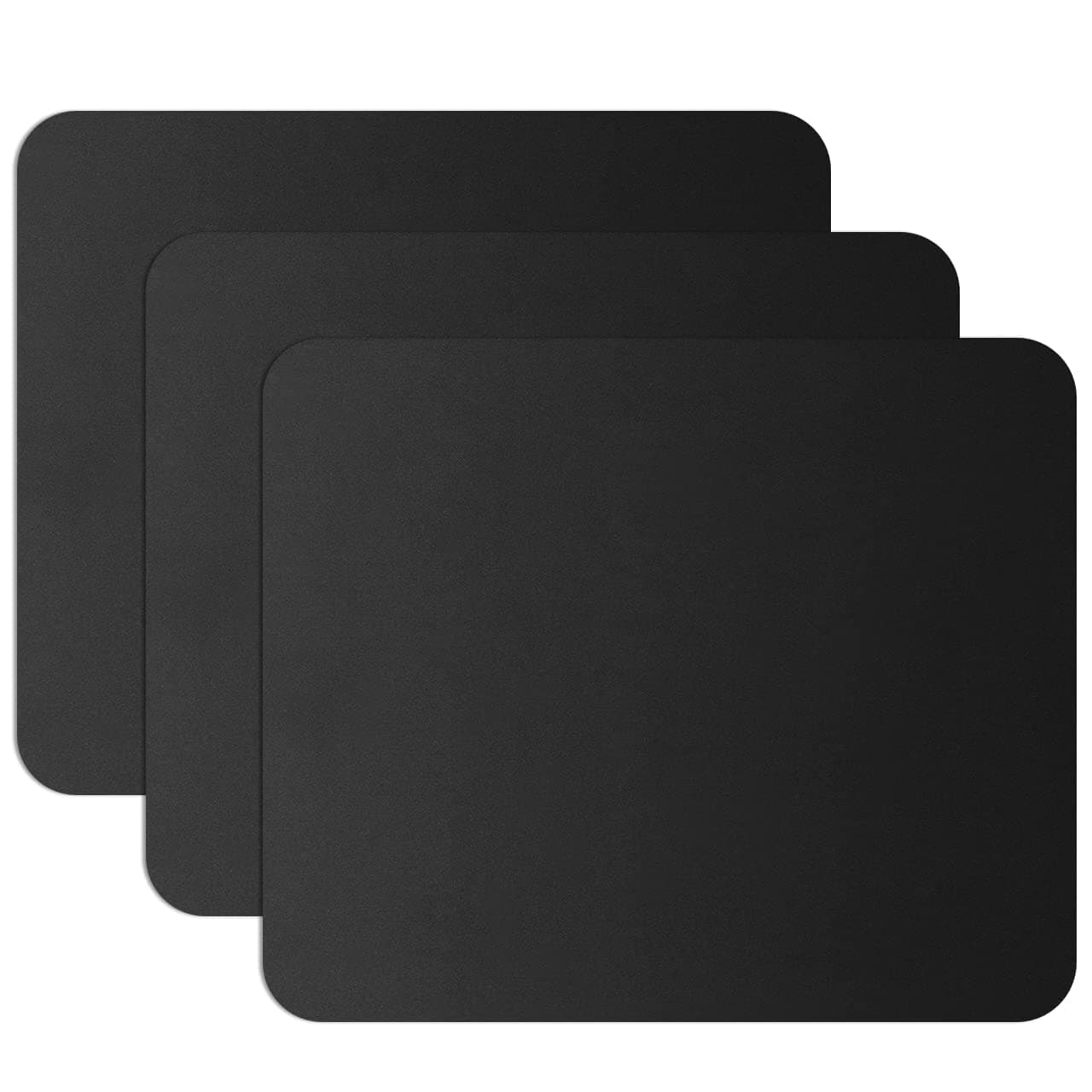 JIKIOU Mouse Pad with Comfortable Edge, 3 Pack Premium-Textured & Washable Mousepad Bulk with Non-Slip Rubber Base, Mouse Pads for Computers, Laptop, PC, Office & Home, 9.45 x 7.87 in, Black