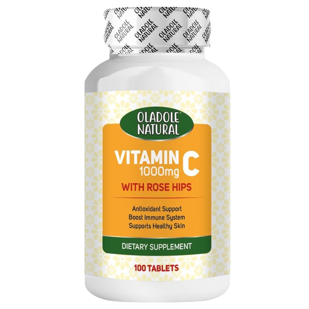 Vitamin C With Rose Hips- 1000mg (100 Tablets) | Immune Support, Powerful Antioxidant, Boosts Collagen Production, Supports Healthy Skin, Energy & Heart Health | Non- GMO, Gluten Free