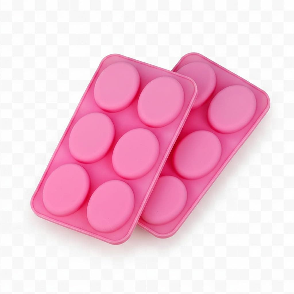 Oval Silicone Soap Mold 2 Pack – 6 Cavity Large Soap Molds for Homemade Soap, Chocolate, Cake, Ice, Candy, DIY Bath Bomb & Craft Mold (Flexible Nonstick, Easy Release)