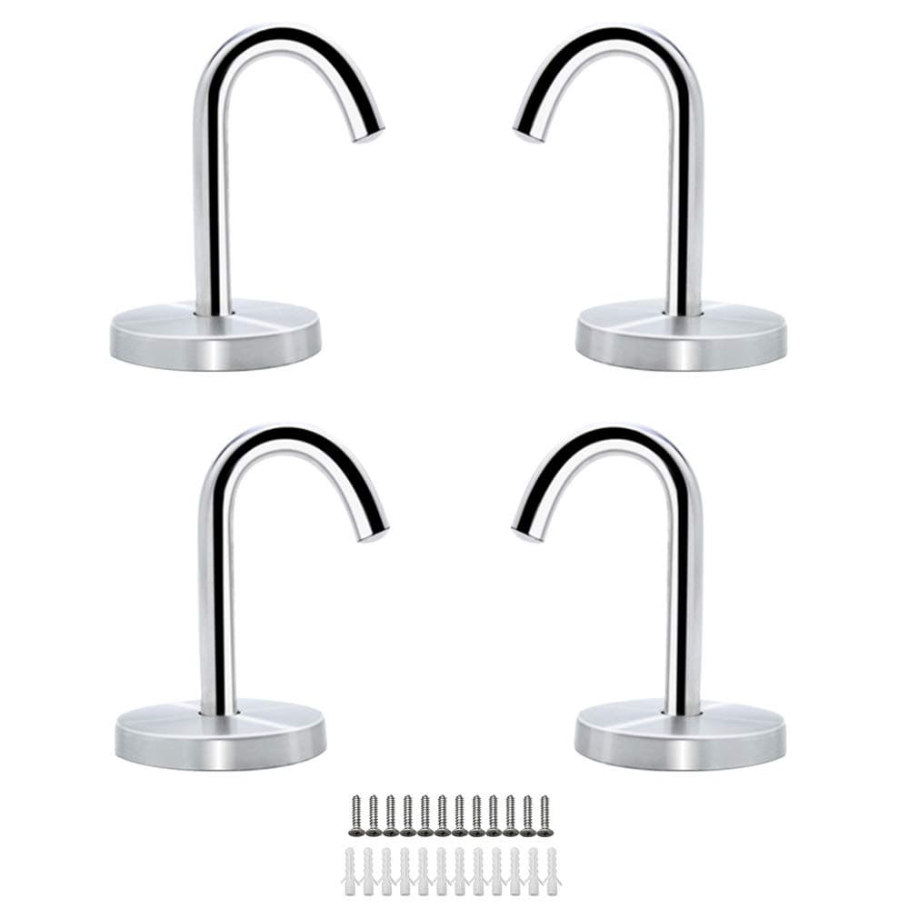 JaneYi (4 Pack) Stainless Steel Ceiling Hook Heavy Duty Screw Top Mount Overhead Wall Hook for Hanging Clothes Coat Towels Plant Basket Mosquito Net and Tool etc.