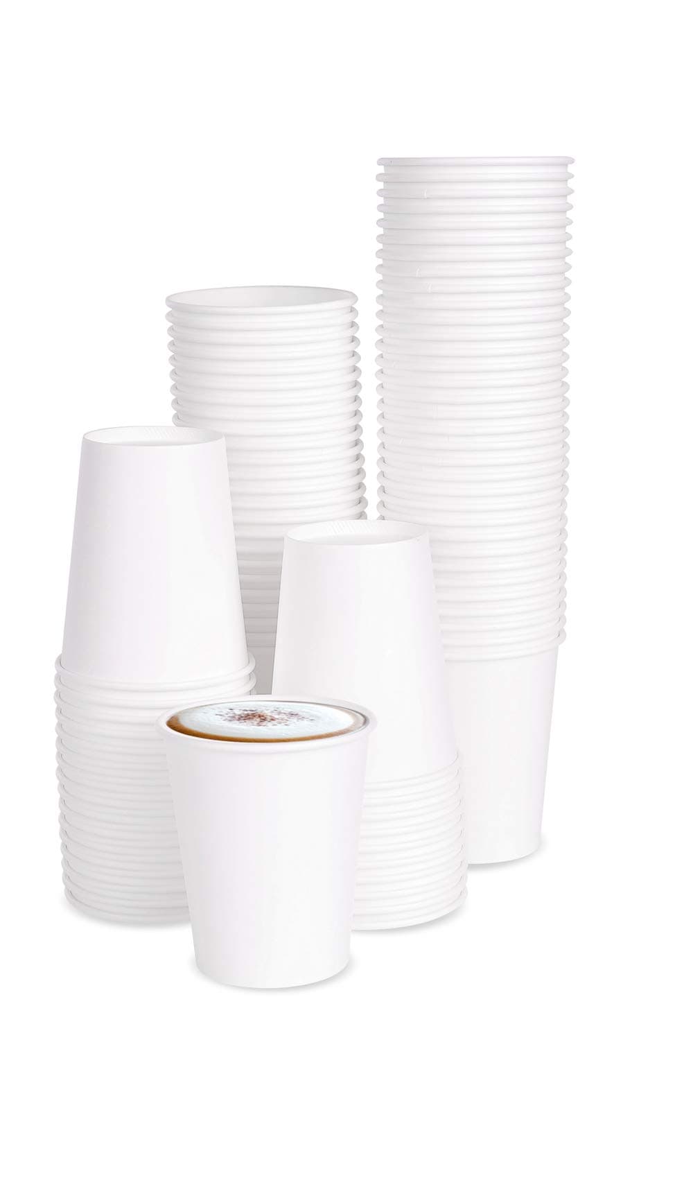 100 x 7oz White Paper Cups for Hot Drinks Premium Coffee/Tea Paper Cups Perfect for Your Home, Café, Work, Parties or Outdoors.
