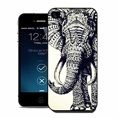 ABCiphonecase 3D DIY Best PC Hard Cases for iPhone 5 5S (Indian Black and White Elephant)