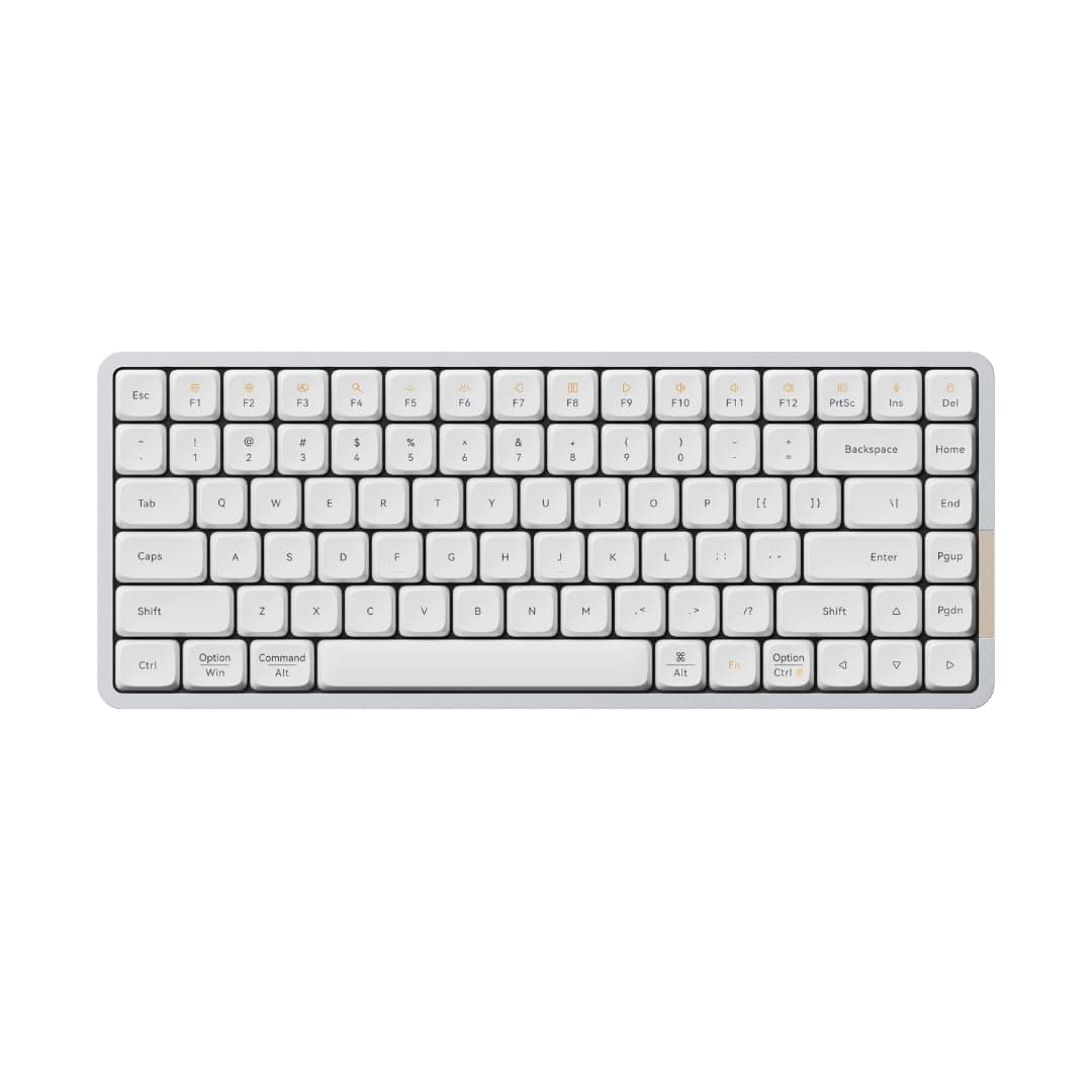 Flow84 Low Profile Mechanical Keyboard, 75 Percent Rechargeable Wireless Keyboards with Bluetooth and Wired Connection for Windows, Mac OS/Ghost Linear Switches, Silver US Layout