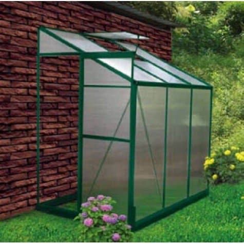 4' x 6' x 7' 3" 4mm Double Wall Polycarbonate Lean-to Greenhouse Kit Attachable Home Carport Greenhouses by EarthCare Greenhouses