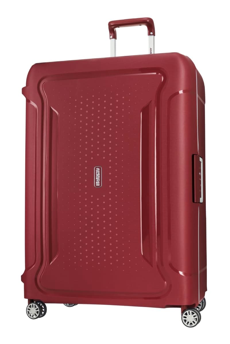 Tribus Suitcase, 78 cm / 29 inch, 4 Spinner Wheels, Hard Top, PP Red|Address Tag|TSA Lock|Scratch Resistant Texture|3-Point Locking System - 3 Years Global Warranty