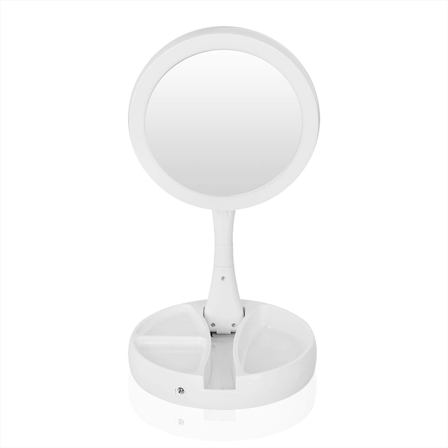 LED Mirror Light Travel Mirror Lighting– Portable LED Makeup Mirror,Illuminated with Light LED Vanity Mirror, 10X Magnifying Mirror Height Adjustable Folding Travel Mirror