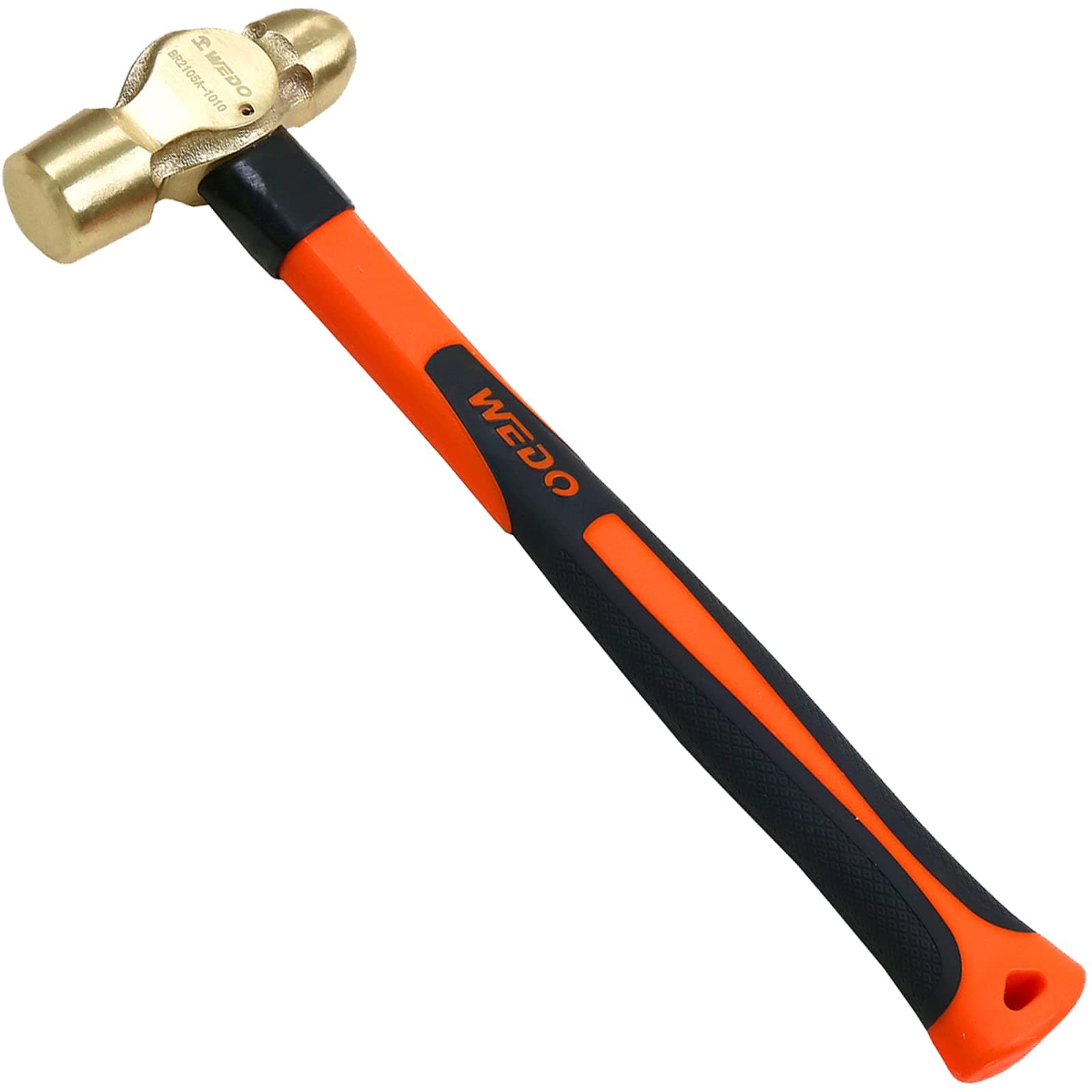 WEDO Brass Ball Peen Hammer 8 oz(1/2lb), Ball Pein Hammer with Fiberglass Handle, Length 280mm(11"), Die-Forged, Corrosion Resistant, DIN Standard