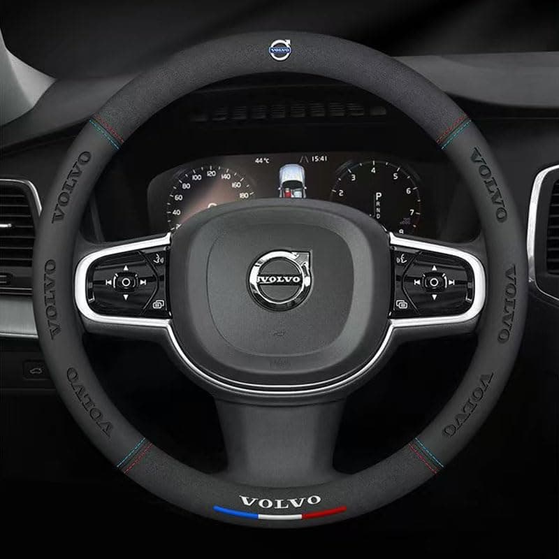 Car Steering Wheel Covers for Volvo XC40,Microfiber Leather Steering Wheel Cover with Badge Emblem Stylish Steering Wheel Protector Wrap Comfort Durability Car Accessories,A2-O type