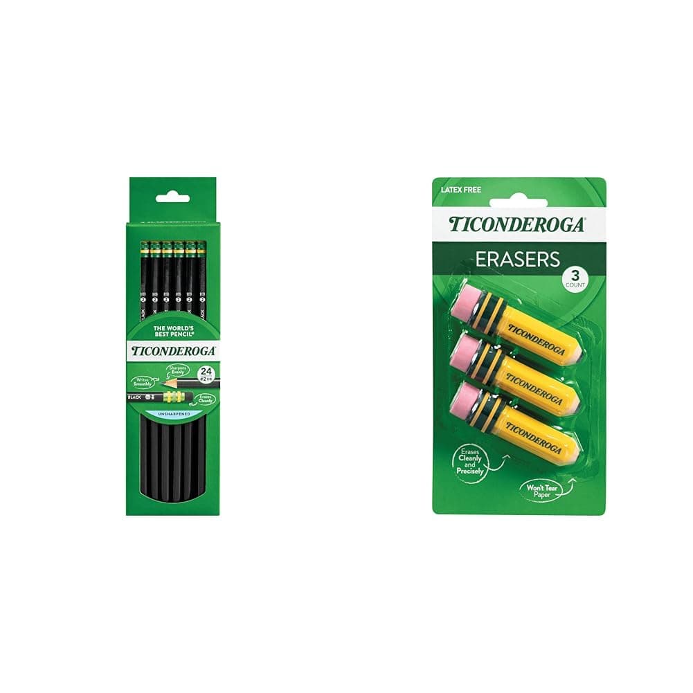 Ticonderoga Pencils (24 Count) & Erasers (3-Pack)