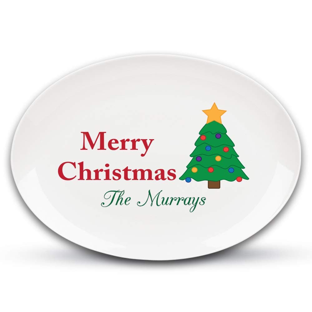 Personalized Family Name Merry Christmas Platter