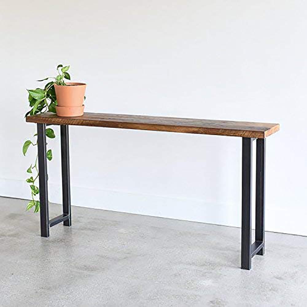 Homey Essense Modern Enteryway Console Table -36*12*28 inches(L*W*H) (Metal,Black;Brown)