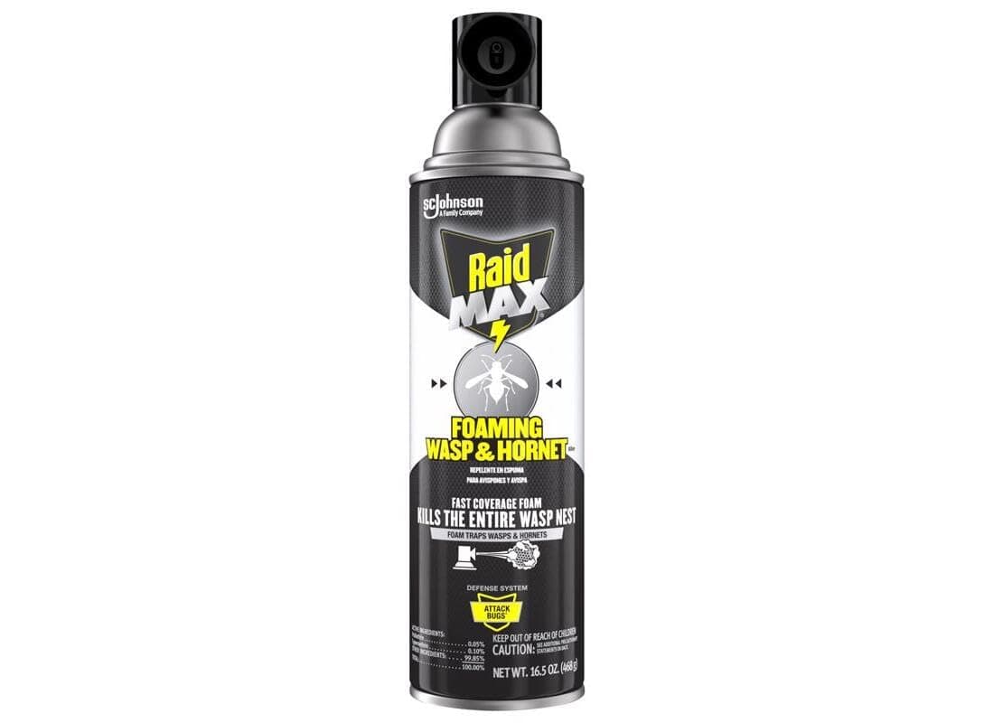 Raid Max Foaming Wasp & Hornet Killer, Fast Coverage Foam, Bug Killer Kills the Entire Nest, 16.5 oz
