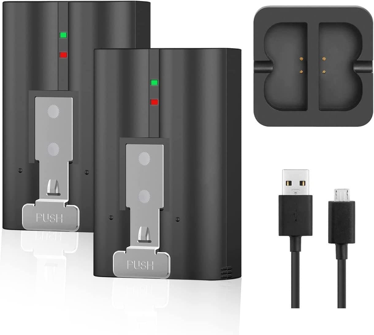 2-Pack 6040mAh Replacement Battery with Charger Station for Ring-Doorbell Camera 2/3/3 Plus/4, Spotlight and Stick Up Cam, Rechargeable Upgraded Lithium Li-ion Batteries 3.65V