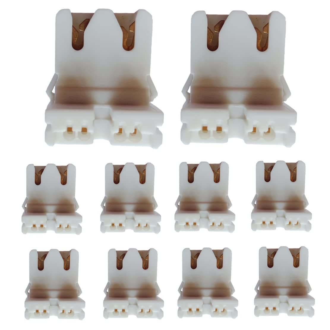 U-Shaped Fluorescent Lamp Socket Holder for T8/T10/T12 Fluorescent Tube Light - Non-shunted Turn-Type T8 T12 LED Lamp Holder - UL Listed, Polycarbonate (PC) Material - DIY Mounting - 10 Pack