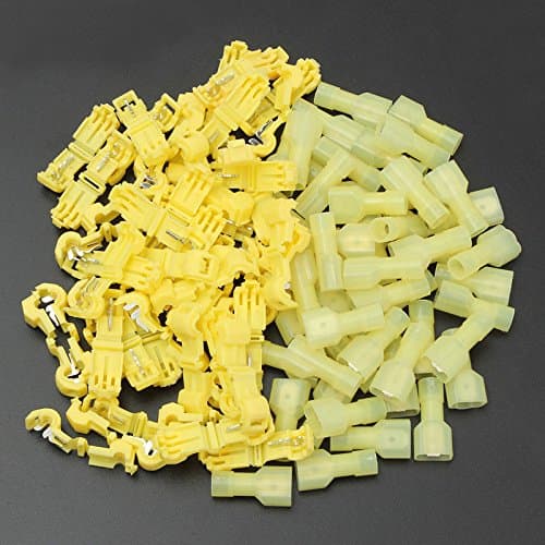 Aike Quick Splice Lock Wire Terminals Connectors 12-10AWG T-Tap Electrical Crimp Cable Snap Combo 50 Pairs