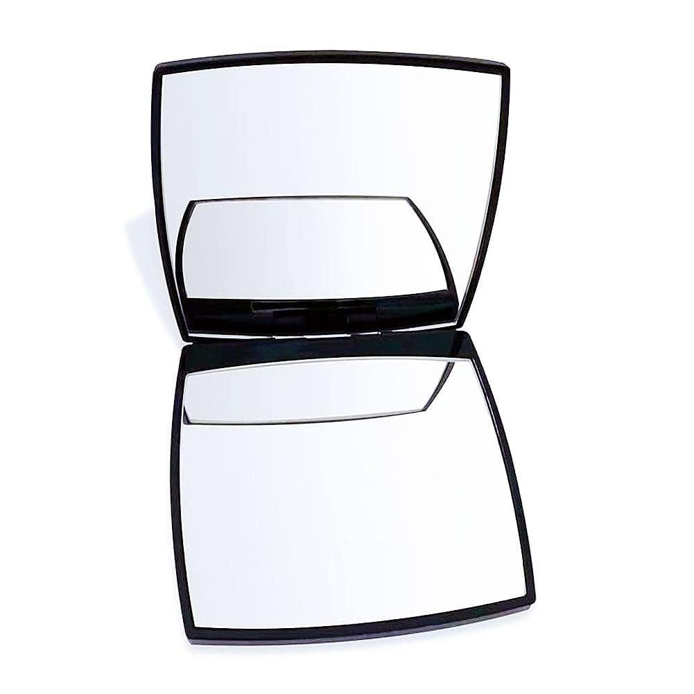 Fashion Compact Cosmetic Mirror, Elegant Compact Purses Makeup Mirror, Small Compact Mirror 2 x 1 Magnification, Square, Perfect for Purses - Travel, Black