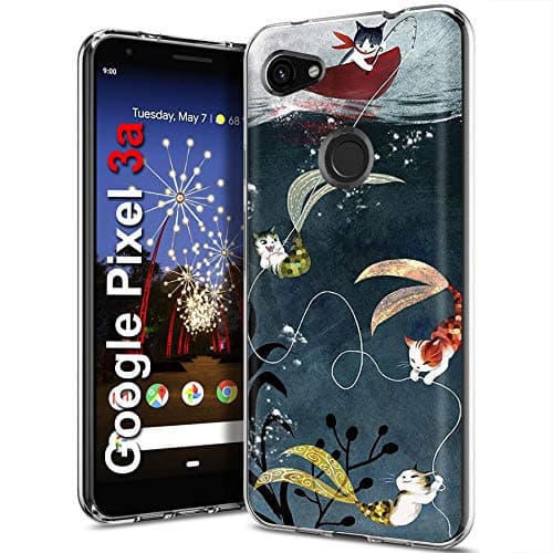 MOBIFLARE Slim Case for Google Pixel3A / Pixel 3A, Not for Pixel 3 / Pixel 3A XL/Pixel 3XL, Cat Fishing Design Light, Flexible, Corner Protection