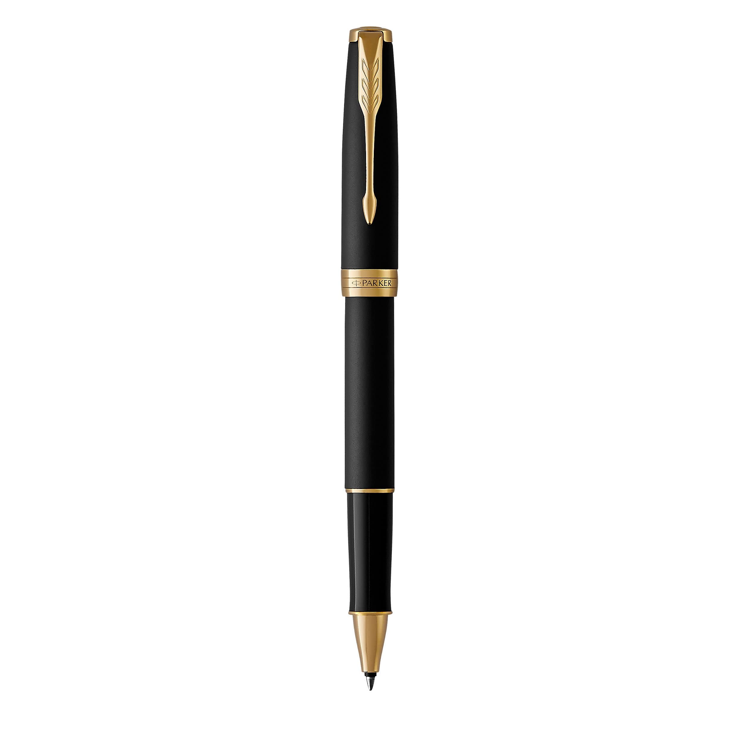Parker Sonnet Rollerball Pen | Matte Black Lacquer with Gold Trim | Fine Point Black Ink | Gift Box