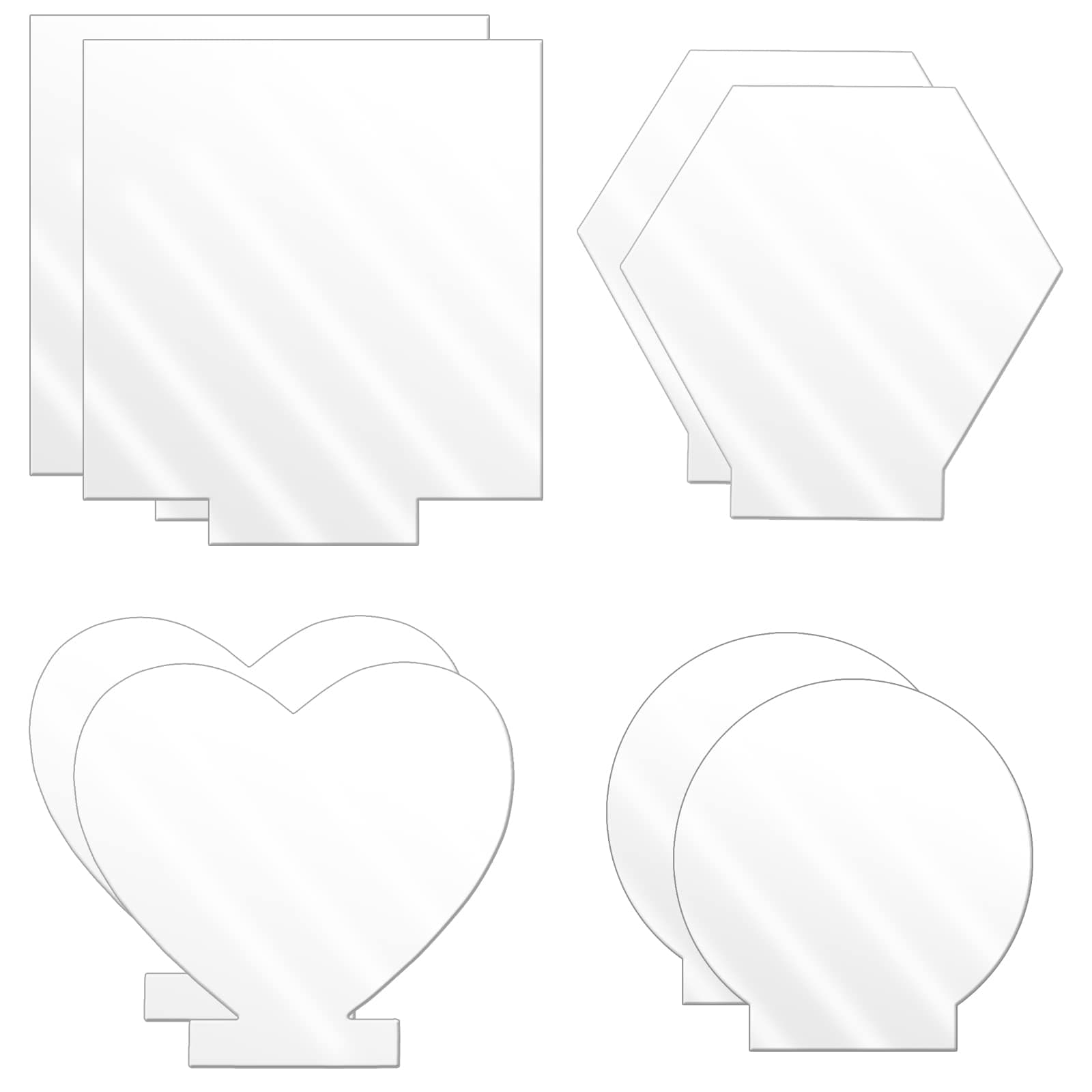 8 Pieces Clear Acrylic Panels for LED Light Base, Acrylic Blanks Cast Plexiglass Board for Painting Creation Project, Plastic Glass Panel for Bar Atmosphere, Signs, Display Lamp DIY Craft