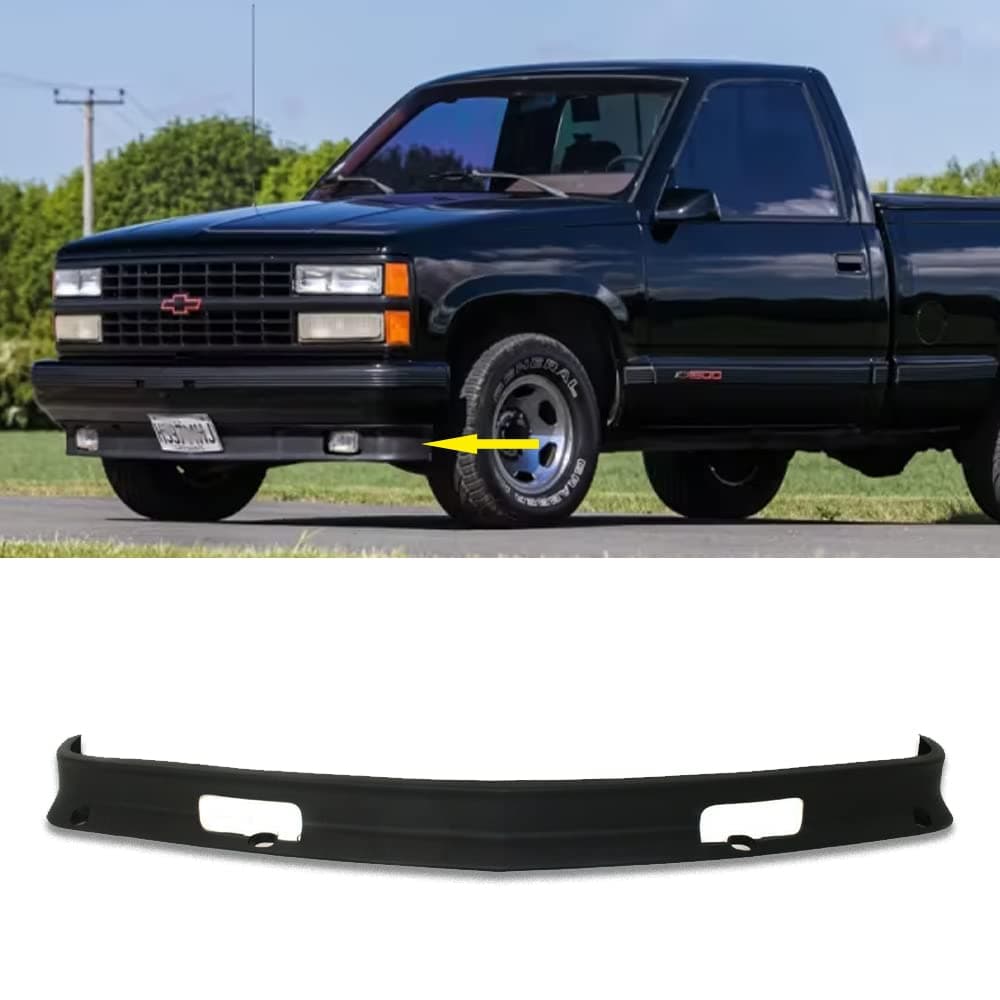 Front Bumper Lower Valance Air Deflector w/Tow Hook Hole Replacement Compatible With 1988-2000 Chevrolet C1500 & GMC C/K Full Size Pickup Truck Series, GM1090105 15569430