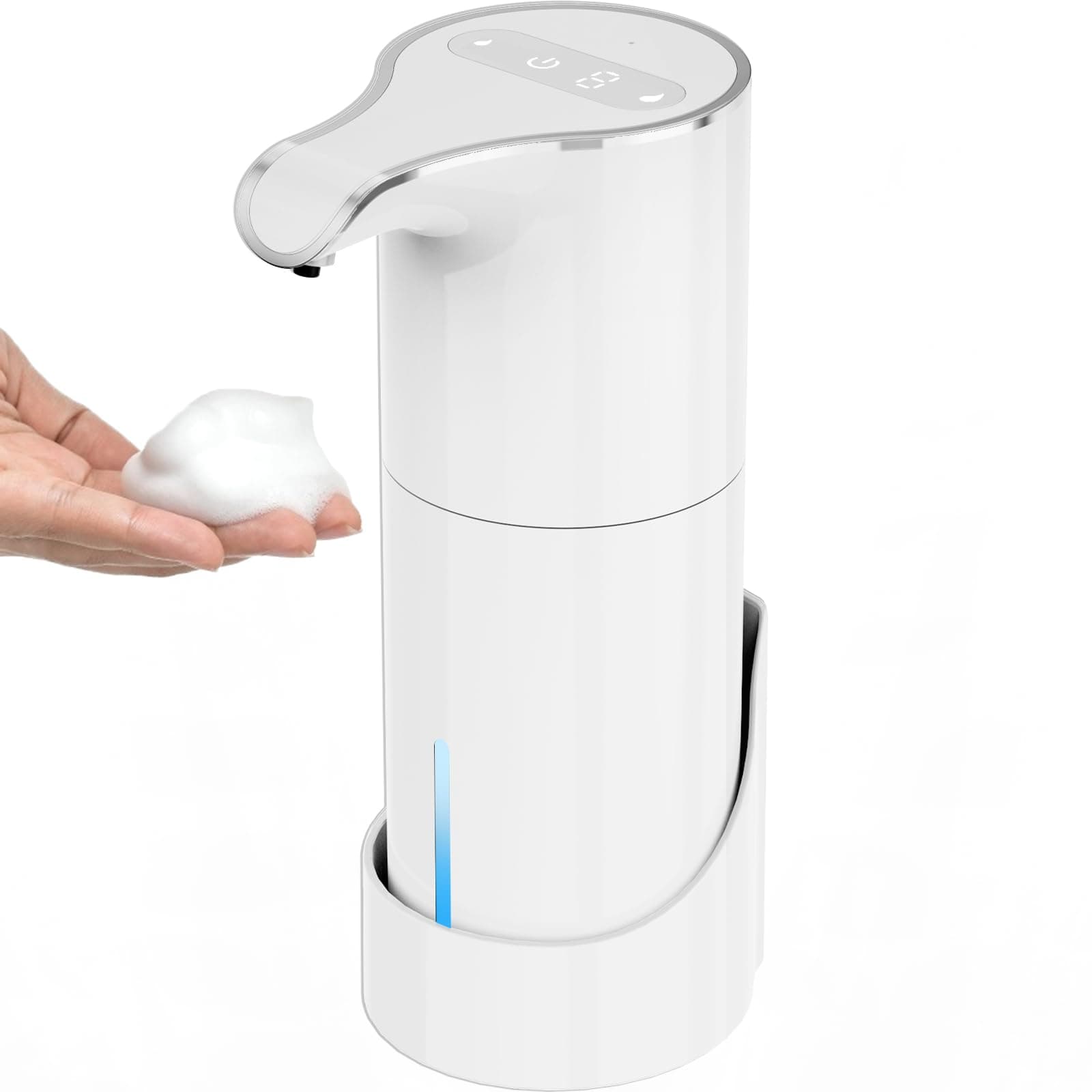 YIKHOM Automatic Foaming Soap Dispenser, Digital Display Wall Mounted 7 Adjustable Volume Control, Touchless Hands Free Auto Dispenser for Kitchen, Bathroom,15.3 oz/450mL