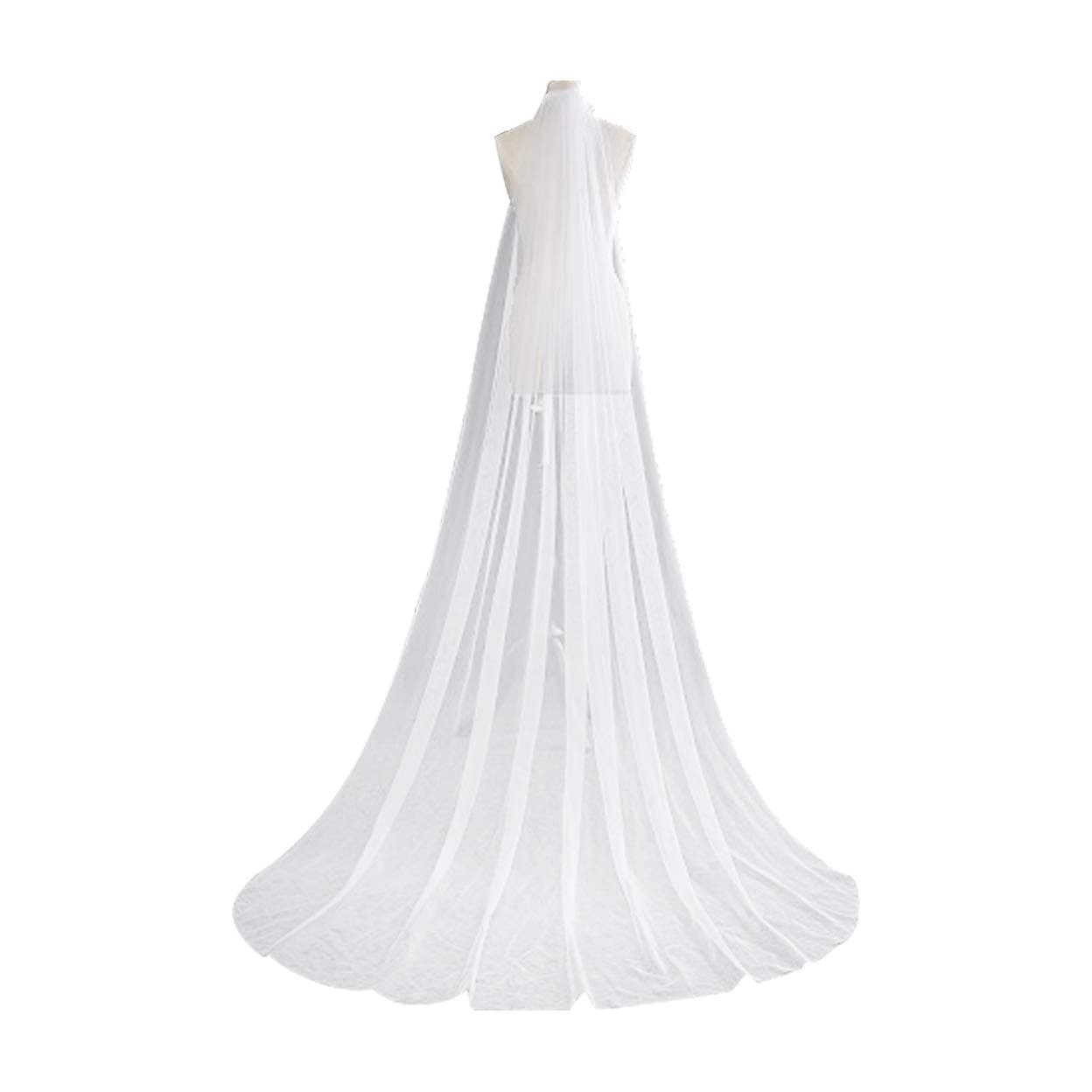 Dzzinme Simple One-layer 3 Meters Wedding Veils Long Soft Bridal Veils With Comb