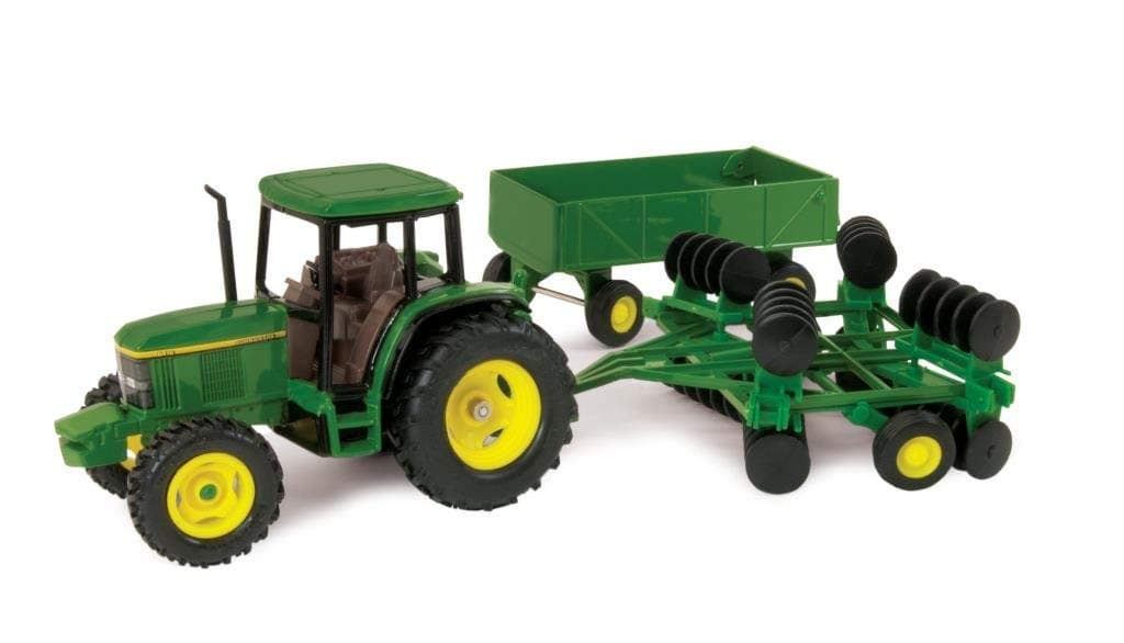 ERTL John Deere 6410 Tractor Toy Set - 1:32 Scale - Includes Wing Disk and Barge Wagon Toy - Articulated Parts and Free-Rolling Wheels - Collectible John Deere Tractor Toys - Ages 5 Years and Up