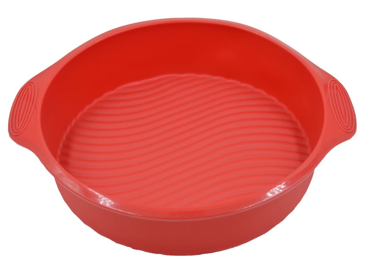 ULee 9.6 Inch Silicone Round Cake Pan, Non-Stick & BPA Free Cake Mold, Red