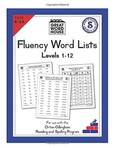 Independently published Fluency Word Lists: An Orton-Gilligham Reading Resource for Dyslexia
