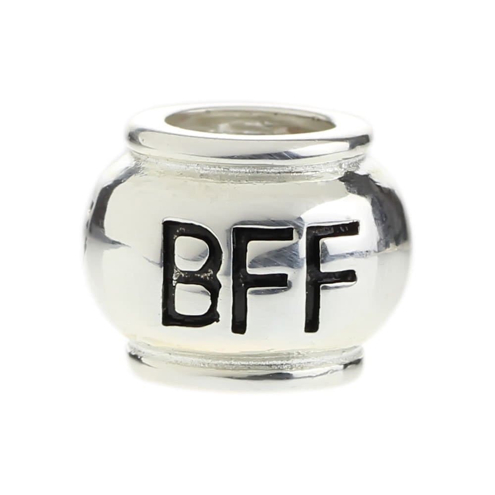 Solid Sterling Silver Bead Charm Best Friend Forever BFF Fit Pandora Bracelets