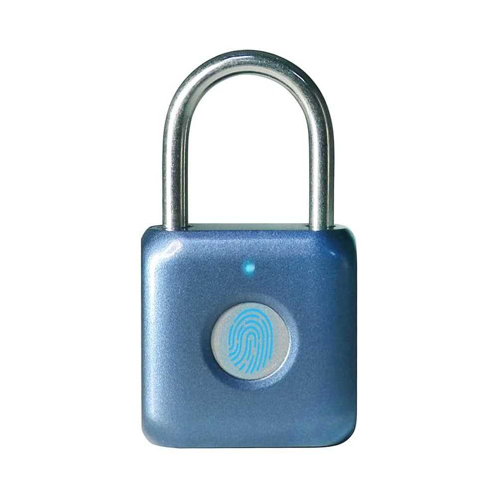 eLinkSmart Fingerprint Padlock - Blue Metal Keyless Combination Lock for Gym Locker School Locker Backpack Suitcase Luggage