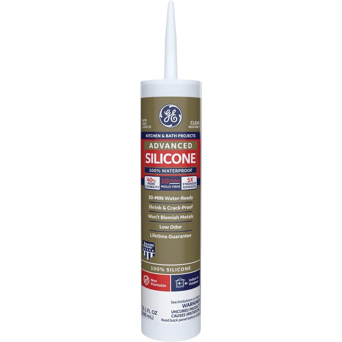 Momentive Perform Material GE5040 9.8oz. Silicone II Kitchen & Bath Caulk, Clear Quantity 12