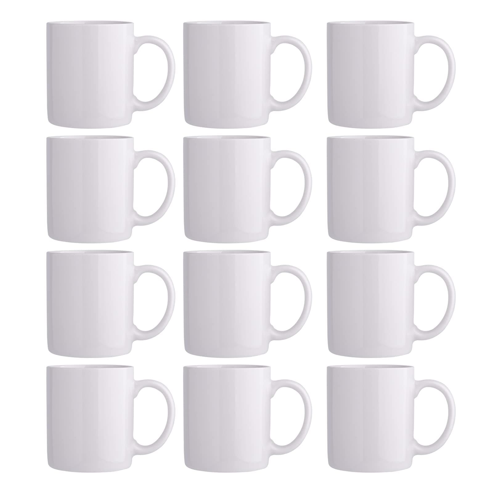 12 OZ Off White Coffee Mugs, Ceramic Coffee Mugs with Large Handle for Man, Woman, Light Weight Coffee Mugs Set of 12 for Latte/Cappuccino/Cocoa/Milk, Dishwasher & Microwave Safe